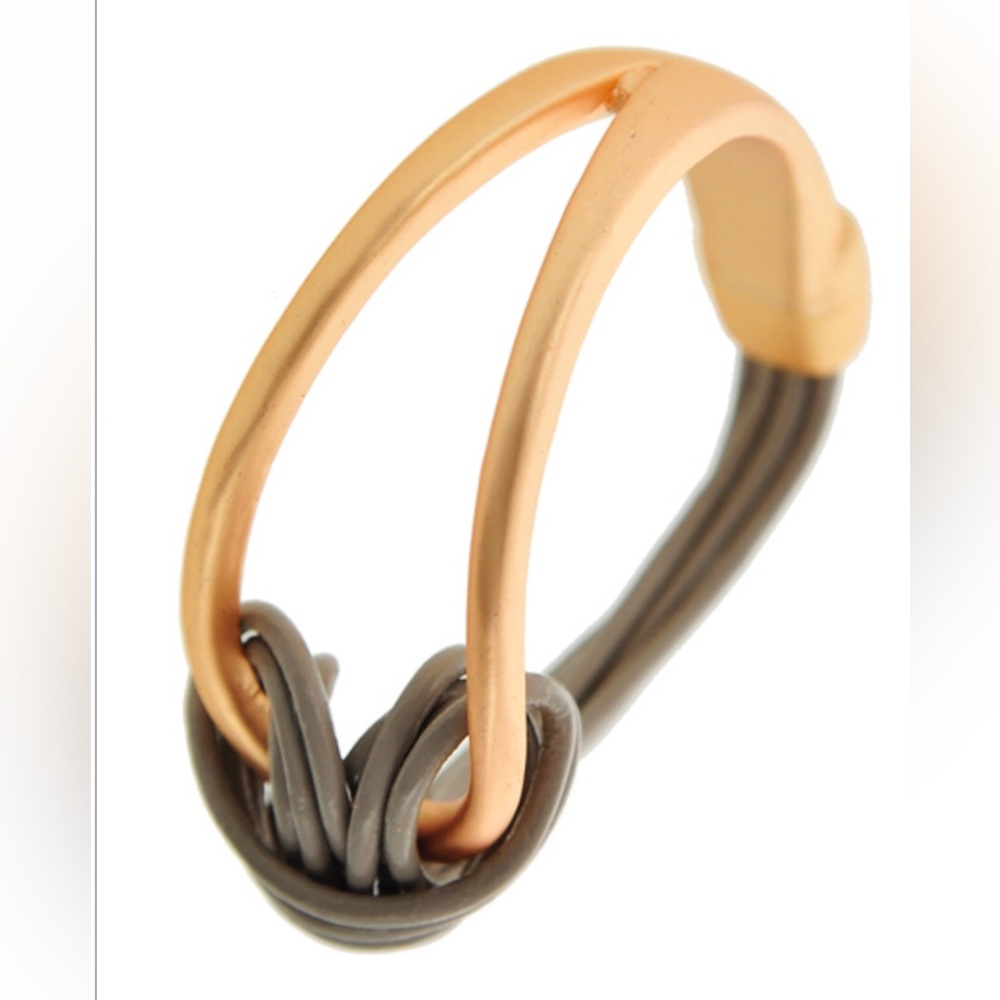 Leatherette and Matte Gold Bracelet